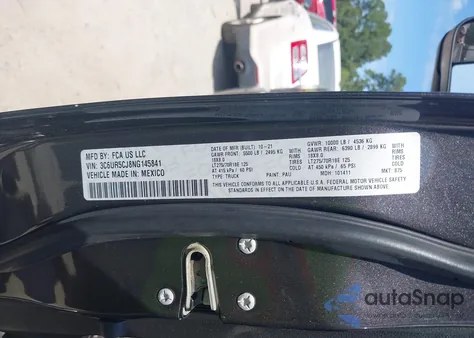 2022 Ram 2500 Tradesman 4X4 6'4 Box из США, поврежденный, VIN 3C6UR5CJ8NG145841